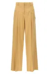 Isabel Marant High Waist Pleated Wide Leg Trousers In Cream