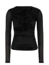 Isabel Marant Black Stretch Silk Blend Rose Top In Black