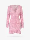 Isabel Marant Women Stretch Silk Dress With All-over Print In Pink
