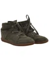 Isabel Marant Bobby Perforated Suede Wedge Sneakers In Green
