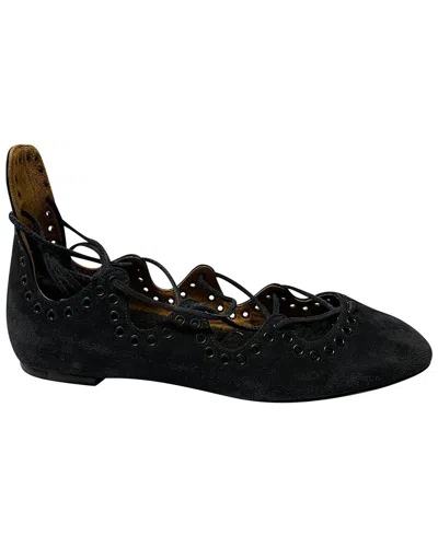 Pre-owned Isabel Marant Women's Suede Lace-up Flat (authentic Pre-loved) In Black