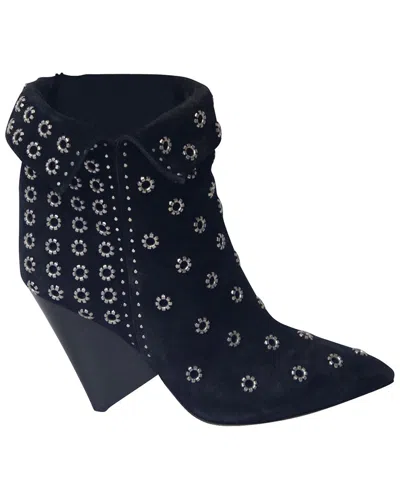 Pre-owned Isabel Marant Women's Suede Lakky 90 Eyelet Boot (authentic Pre-loved) In Blue