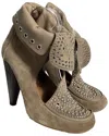 Isabel Marant Women's Suede Mossa Studded Cut Out Bootie (authentic Pre-loved) In Green