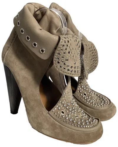Isabel Marant Women's Suede Mossa Studded Cut Out Bootie (authentic Pre-loved) In Green