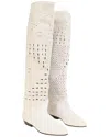 Isabel Marant Women's Suede Soren Perforated Knee-high Boot (authentic Pre-loved) In Neutral