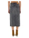 Isabel Marant Etoile Denim Midi Skirt In Grey Cotton In Grey