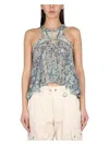 Isabel Marant Onyle Printed Silk Chiffon Top In Blue