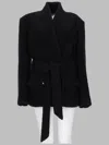 Isabel Marant Syndra Belted Oversized Virgin Wool-blend Jacket In Black