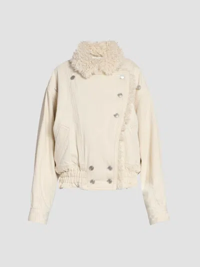 Isabel Marant Women's Valineo Sherpa-lined Denim Jacket In Ecru