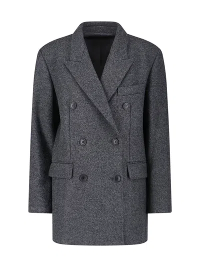 Isabel Marant Women's Virgin Wool Blazer Jacket With Viscose & Wool-gout Hair Lining In Grey
