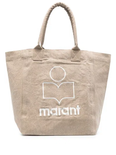 Isabel Marant Women Yenky Canvas Tote Bag With Embroidered Logo In Multicolor