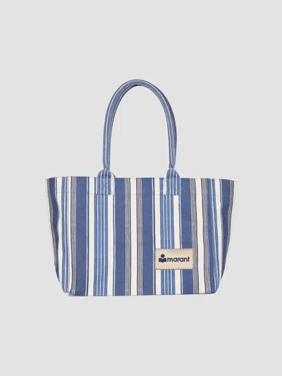 Isabel Marant Women's Yenky Logo-detail Striped Cotton Tote Bag In Blue