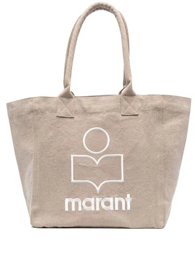 Isabel Marant Women Yenky Canvas Tote Bag With Embroidered Logo In Brown