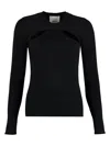 Isabel Marant Merino Wool Crew Neck Sweater With Cut-out Front In Black