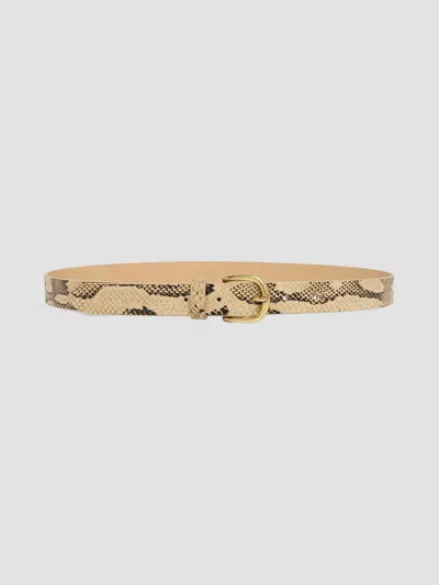 Isabel Marant Zap Skinny Python-effect Leather Belt In Gold