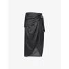 Isabel Marant Womens Anthracite Atrium Reilly Pinstripe Wool-blend Midi Skirt In Gray