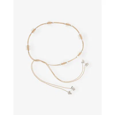 Isabel Marant Womens Beige/silver Ranea Leather And Mother-of-pearl Belt In Metallic