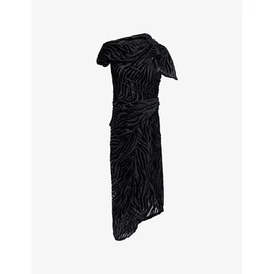 Isabel Marant Womens Black Atrium Cyane Draped Woven Midi Dress