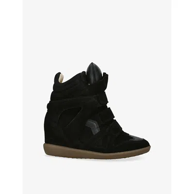 ISABEL MARANT WOMENS BLACK BEKETT SUEDE AND LEATHER HIGH-TOP TRAINERS EUR 34 / 1 UK