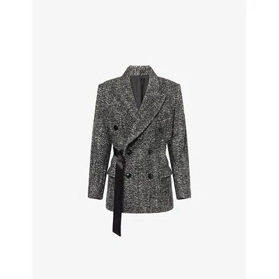 ISABEL MARANT WOMENS BLACK ECRU ATRIUM EZZIA DOUBLE-BREASTED WOOL-BLEND JACKET
