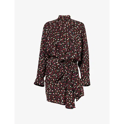 Isabel Marant Womens Black Red Ora Polka-dot Silk-blend Mini Dress In Multi