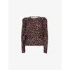 Isabel Marant Womens Zarga Silk-blend Top Black Red In Multi
