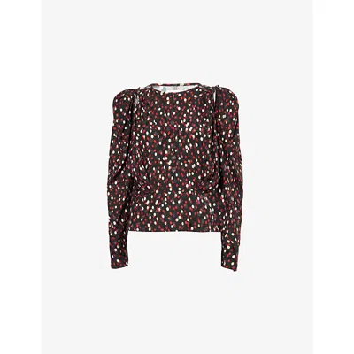 Isabel Marant Womens Zarga Silk-blend Top Black Red In Multi