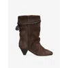 Isabel Marant Dalby Draped Suede Ankle Boots With Pointed Toe And Cone Heel In Multi