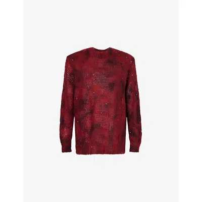 Isabel Marant Womens Mickaella Beaded Mohair-blend Knitted Jumper Deep Red In Burgundy