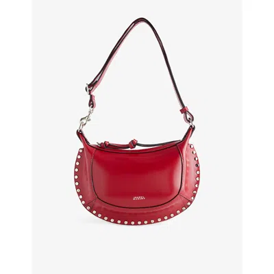 Isabel Marant Womens Deep Red Oskan Moon Leather Shoulder Bag