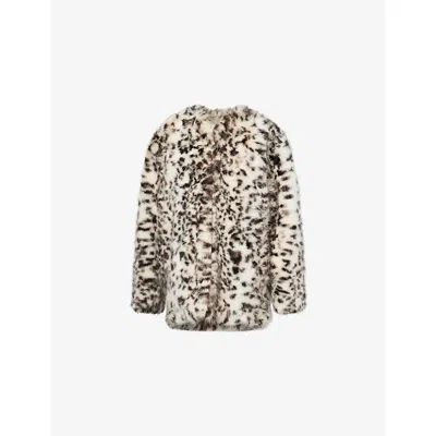 Isabel Marant Womens Ecru Black Aglae Printed Faux-fur Coat In Multi