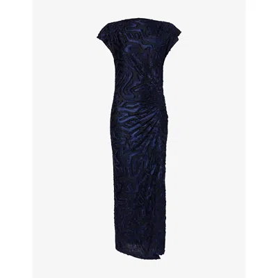 Isabel Marant Ladan Gathered Fil Coupé Jersey Midi Dress In Blue