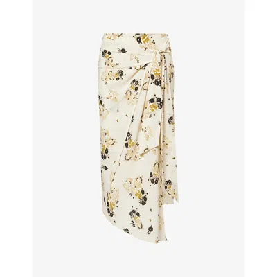 Isabel Marant Womens Faniry Floral-print Silk-blend Midi Skirt Ecru