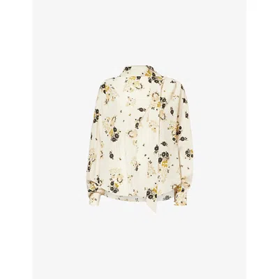 Isabel Marant Womens Fedry Floral-print Silk-blend Blouse Ecru