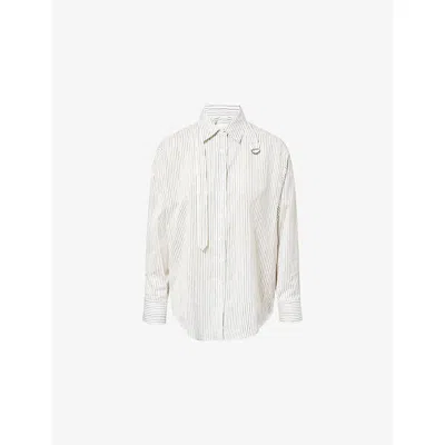 Isabel Marant Womens  Aurora Striped Cotton And Silk Shirt In White