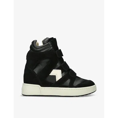 ISABEL MARANT WOMENS BLACK BEKETT ROUND-TOE LEATHER AND SUEDE HIGH-TOP TRAINERS EUR 40 / 7 UK