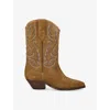 ISABEL MARANT WOMENS TAN DUERTO EMBROIDERED SUEDE ANKLE BOOTS EUR 41 / 8 UK