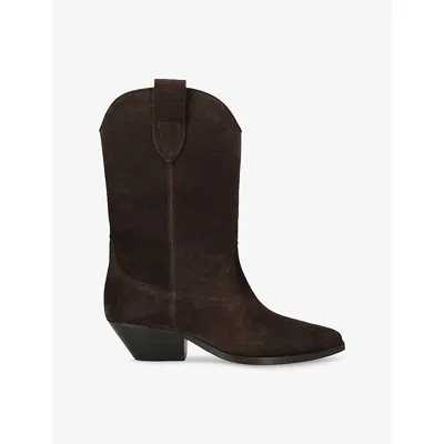 Isabel Marant Womens Duerto Suede Heeled Cowboy Boots Dark Brown Eur 38/5 Uk