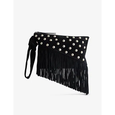 Isabel Marant Womens Black Faro Suede Clutch Bag