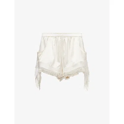Isabel Marant Womens Ecru Ildana Lace-trim Silk Shorts In Neutral