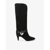 Isabel Marant Womens Lestany Gz Suede Heeled Knee-high Boots Black Eur 40 / 7 Uk