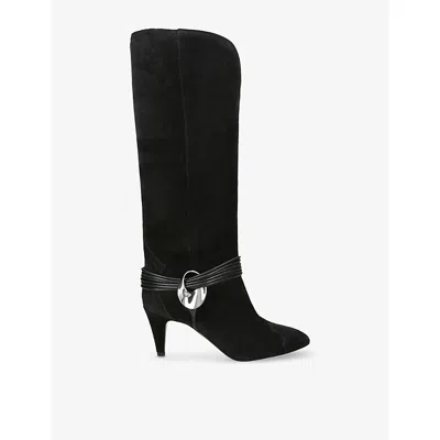 Isabel Marant Womens Lestany Gz Suede Heeled Knee-high Boots Black Eur 40 / 7 Uk