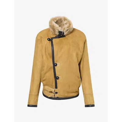 Isabel Marant Womens  Roama Shaggy Shearling Coat In Yellow