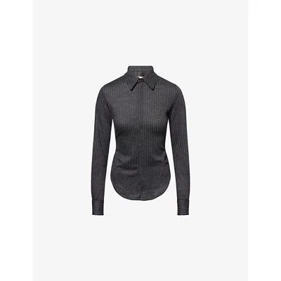 Isabel Marant Womens Anthracite Romea Stripe Wool-blend Shirt In Black