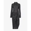 Isabel Marant Womens Anthracite Rosalie Stripe Wool-blend Midi Dress In Gray