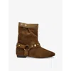 Isabel Marant Womens Stania Flat Suede Ankle Boots Beige Eur 38/5 Uk