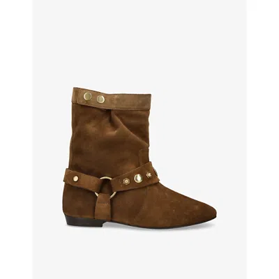 Isabel Marant Womens Stania Flat Suede Ankle Boots Beige Eur 38/5 Uk