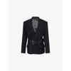 Isabel Marant Womens Midnight Atrium Fyma Pinstripe Brushed Wool Blazer In Black
