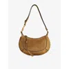 Isabel Marant Womens Taupe/gold Oskan Moon Suede Shoulder Bag
