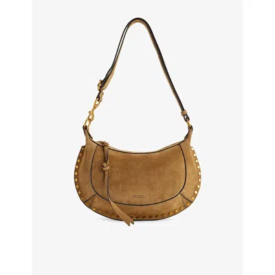Isabel Marant Womens Taupe/gold Oskan Moon Suede Shoulder Bag